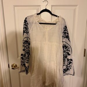 Free People White and Black Mini Dress